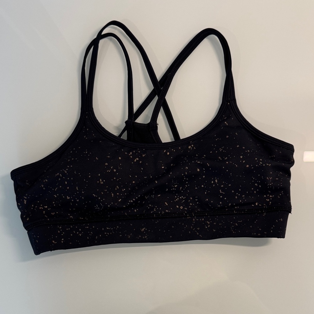 BuffBunny Black and Gold Speckled Sports Bra